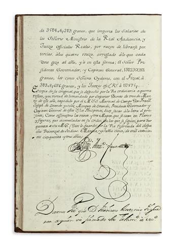 PHILIPPINES  MANUSCRIPT.  Descripciones . . . de Manila . . . Fuerzas de los Pressidios [etc.]. Illustrated manuscript in Spanish. 1753